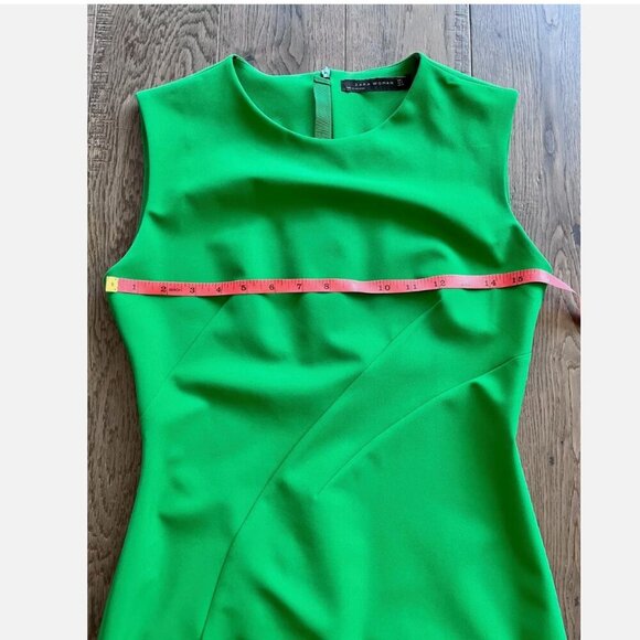 Zara Woman Pleated Shift Dress Size S Green Sleeveless Workwear Office Colorful - Picture 5 of 6